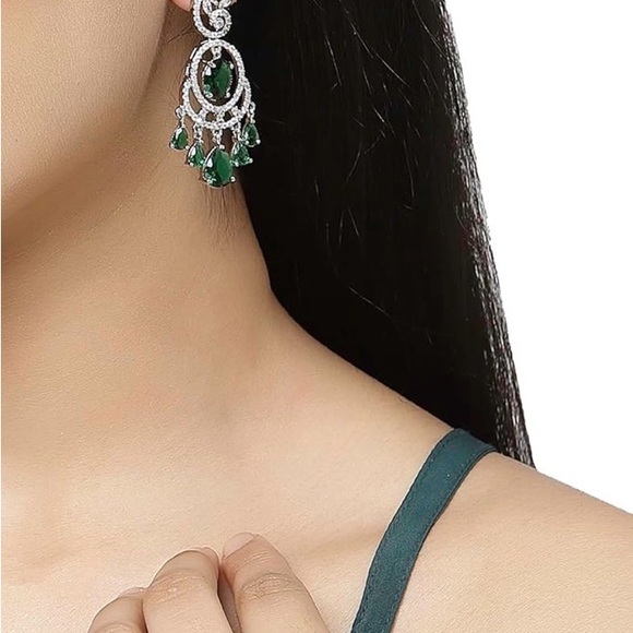 Trendy Jewels Silver and Red Chandelier Earrings, Blue and Green options $40 ea - Picture 13 of 15